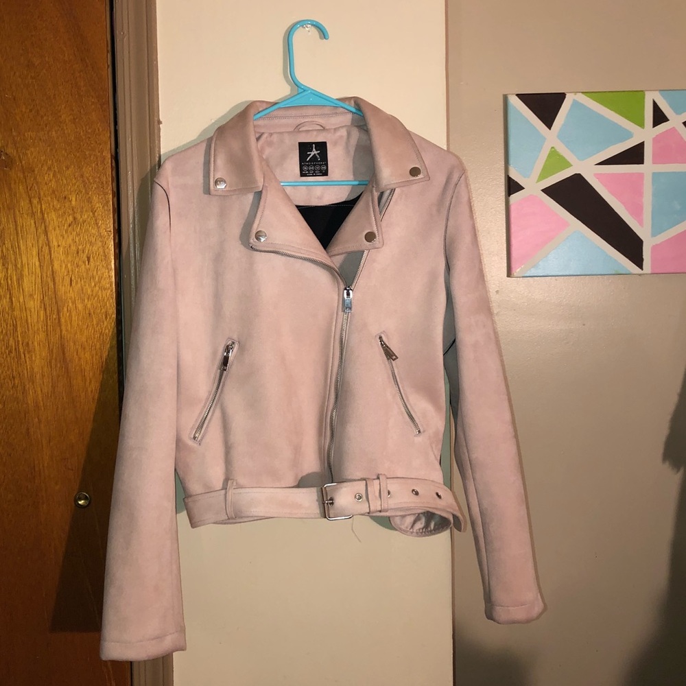 Suede Pink Moto Jacket